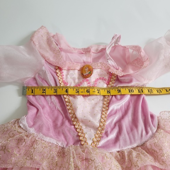 Disney Princess Aurora Sleeping Beauty Pink Gold Costume Dress Girls Toddler - Picture 4 of 8